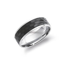 Chisel-Stainless-Steel-Black-Hammered-Gents-Ring on sale