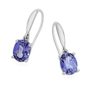 9ct-White-Gold-Created-Sapphire-Earrings on sale