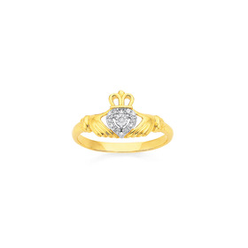 9ct-Diamond-Claddagh-Ring on sale
