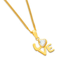 9ct+Cubic+Zirconia+%26%23039%3BLove%26%23039%3B+Pendant