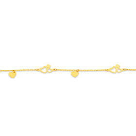 9ct-Gold-19cm-Multi-Hearts-Trace-Bracelet on sale