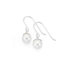 Sterling-Silver-8mm-Created-Pearl-Earrings on sale