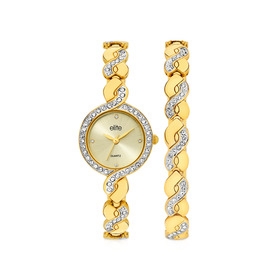 Elite+Ladies+Crystal+Lattice+Duo+Watch