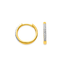 9ct-Diamond-Huggies-Hoop-Earrings-TDW-005ct on sale