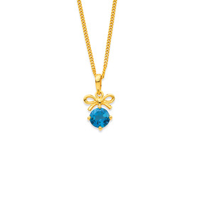 9ct+London+Blue+Topaz+Bow+Pendant
