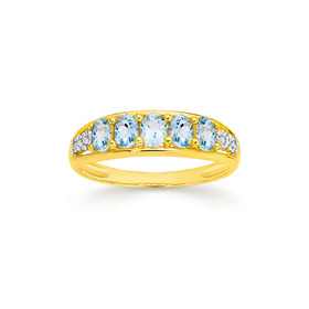 9ct-Blue-Topaz-Diamond-Ring on sale