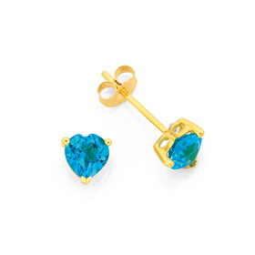 9ct+Blue+Topaz+Heart+Studs