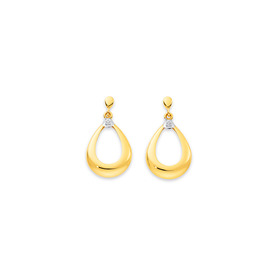 9ct%2C+Diamond+Pear+Drop+Stud+Earrings