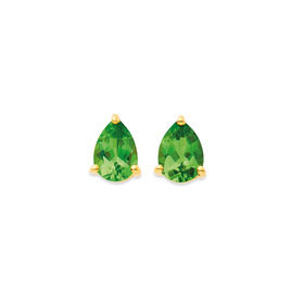 9ct+Peridot+Pear+Stud+Earrings