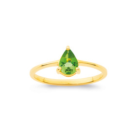9ct+Peridot+Pear+Shaped+Solitaire+Ring