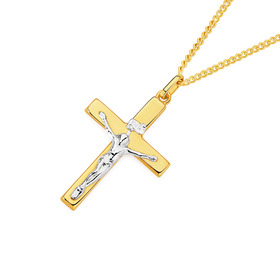 9ct-Two-Tone-Hollow-Crucifx-Pendant on sale