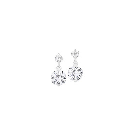 Sterling+Silver+Large+Cubic+Zirconia+Drop+On+Cubic+Zirconia+Stud+Earrings