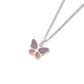 Sterling-Silver-Pink-Enamel-Glitter-Butterfly-Pendant on sale