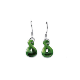 Sterling+Silver+Greenstone+Infinity+Twist+Earrings
