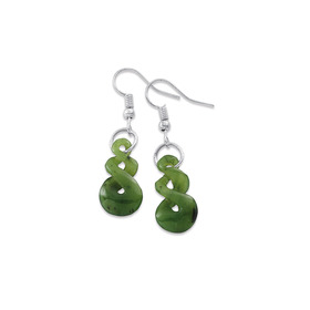NZ-Greenstone-Triple-Twist-Sterling-Silver-Earrings on sale