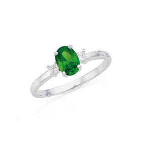 Sterling-Silver-Green-Cubic-Zirconia-Cluster-Ring on sale