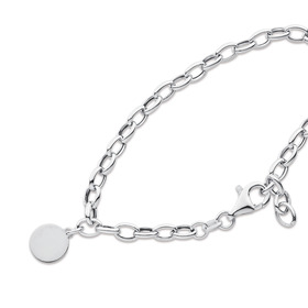Sterling+Silver+20cm+Belcher+Bracelet+with+Disc