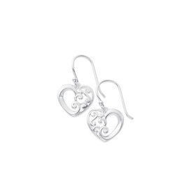 Sterling+Silver+Open+Heart+%26amp%3B+Koru+Drop+Earrings
