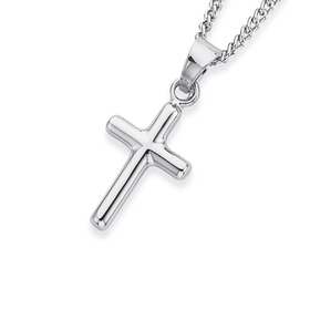 9ct-White-Gold-15mm-Plain-Cross-Pendant on sale