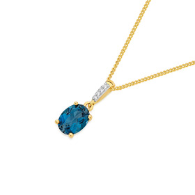 9ct-London-Blue-Topaz-Diamond-Pendant on sale