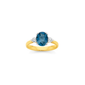 9ct+London+Blue+Topaz+%26amp%3B+Diamond+Ring