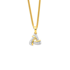 9ct+Triangle+Diamond+Set+Pendant