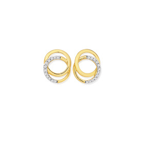 9ct-Gold-Diamond-Interlock-Circle-Stud-Earrings on sale