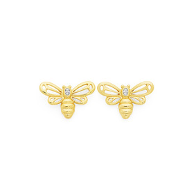 9ct-Diamond-Bee-Stud-Earrings on sale