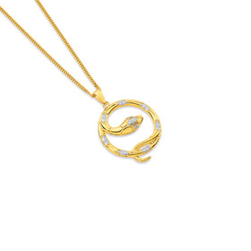 9ct%2C+Diamond+Snake+Circle+Pendant