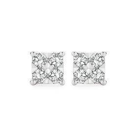 9ct-White-Gold-Diamond-Square-Shape-Stud-Earrings on sale