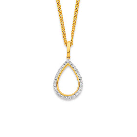 9ct+Pear+Diamond+Halo+Pendant