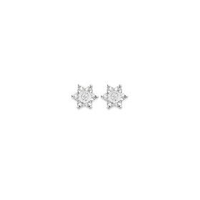 9ct%2C+Diamond+Flower+Stud+Earrings