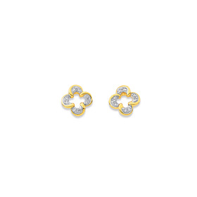 9ct-Diamond-Set-Clover-Earrings on sale