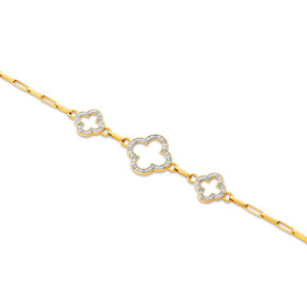 9ct-Gold-Diamond-Clover-Bracelet-TDW10ct on sale