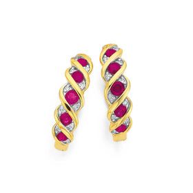 9ct-Ruby-Diamond-Twist-Hoops on sale