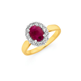 9ct-Oval-Ruby-Diamond-Ring on sale