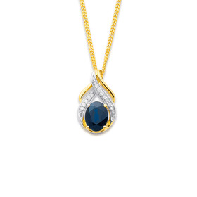 9ct-Sapphire-Diamond-Pendant on sale