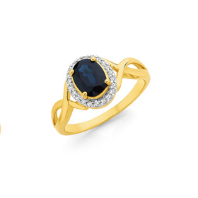 9ct-Sapphire-Diamond-Oval-Dress-Ring on sale
