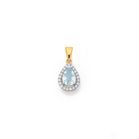 9ct-Aquamarine-Diamond-Pendant on sale