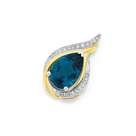 9ct+London+Blue+Topaz+%26amp%3B+Diamond+Slider+Pendant