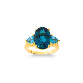 9ct+London+Blue+Topaz+Ring+with+Blue+Topaz+Trill