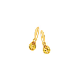 9ct+Citrine+Hook+Earrings