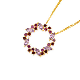 9ct-Amethyst-Garnet-Rhodolite-Garnet-Wreath-Slider-Pendant on sale