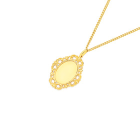 9ct-Gold-Oval-Plate-with-Filigree-Frame-Pendant on sale