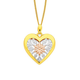 9ct+Tri+Tone+Heart+Pendant