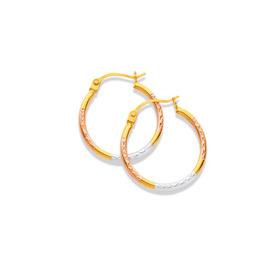 9ct+Tri+Tone+Hoops