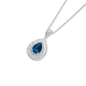 Sterling-Silver-Blue-Cubic-Zirconia-Drop-Pendant on sale
