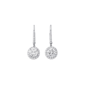 Sterling+Silver+Round+Cubic+Zirconia+Cluster+Leverback+Earrings