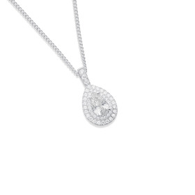 Sterling-Silver-Cubic-Zirconia-Pear-Pendant on sale