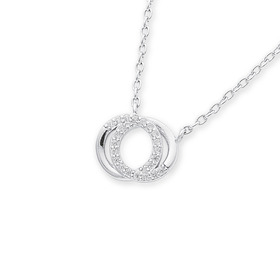 Sterling-Silver-Cubic-Zirconia-Linked-Circles-Necklet on sale